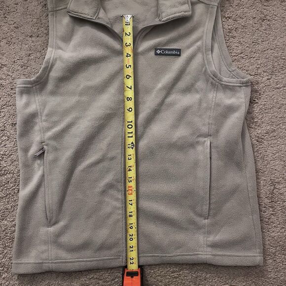 Columbia Fleece Vest Men’s M Sage Green Full Zip Outdoor Hiking Layering - Picture 6 of 7
